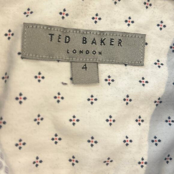 TED BAKER Sanlon Long Sleeve Diamond-print Fitted White 100% Cotton Shirt L/4 - Picture 4 of 6